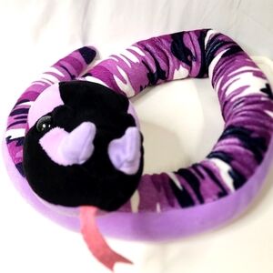 Purple and Black Plush Snake Toy 54 Inches Long 4 1/2 Feet